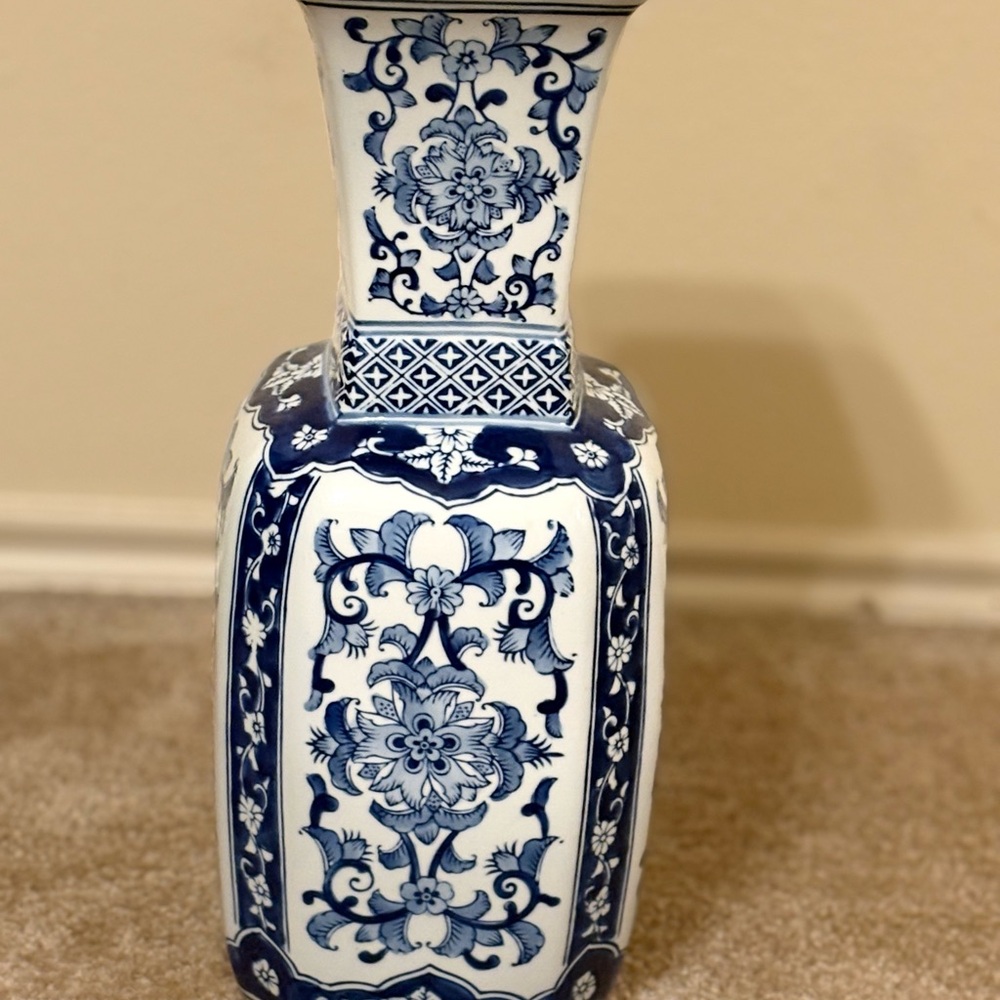 Blue and White Chinoiserie Decorative Vase